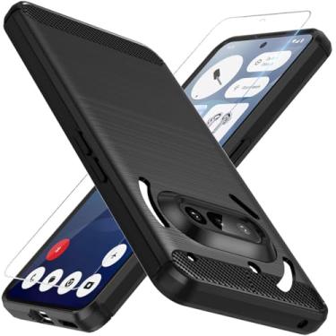 Imagem de Osophter Capa for Nothing Phone 3A: com protetor de tela, capa protetora de borracha TPU flexível com absorção de choque, capa para celular 3A (preto)