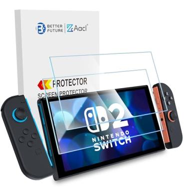 Imagem de AACL Protetor de tela para Nintendo Switch 2025, película de vidro temperado, ultra transparente, pacote com 2