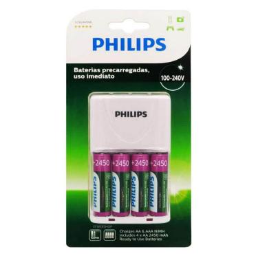 Imagem de Carregador de Pilha Philips SCB2445NB com 4 pilhas 2450mah
