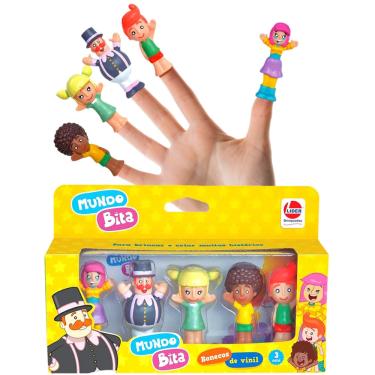 Imagem de Dedoches Turma Do Mundo Bita Com 5 Bonecos Miniaturas Vinil - Lider Brinquedos