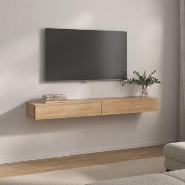 Imagem de Rack com Nicho Suspenso Sierra para Tv 50 Polegadas Bancada Flutuante Sala Quarto marron