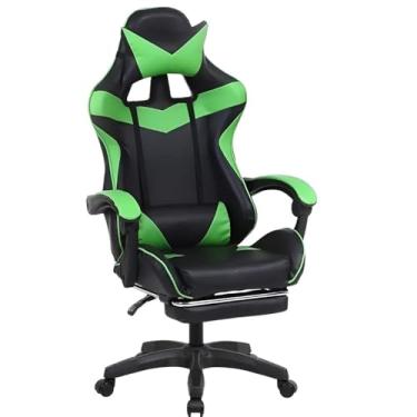 Imagem de Cadeira Escritório Gamer Ergonômica Reclinável Confortável Com Rodinha E Apoio Para Os Pés(Verde)
