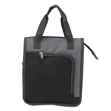 Imagem de Bolsa refrigerada isolada Manused Handled Saco de supermercado reutilizável à prova de vazamentos para trabalho de viagem para caminhada de alimentos pano oxford 22 x 12 x 26cm (Preto)