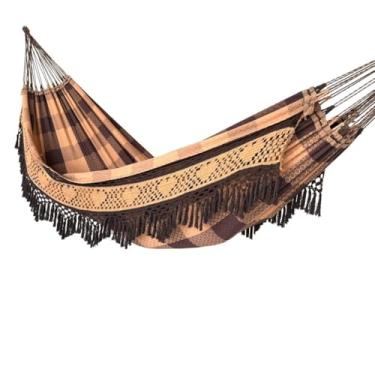 Imagem de Rede De Descanso Dormir Casal Luxuosa Gigante (MARROM CARAMELO CROCHE)