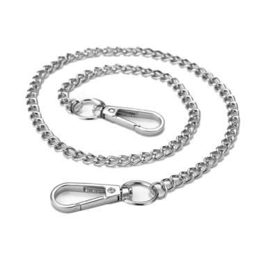 Imagem de 1 peça de corrente de metal para carteira de 50,8 cm com fechos de lagosta, fecho de lagosta dupla face, chaveiro para chaves, carteira, bolsa, bolsa, jeans, calça, cinto, prata