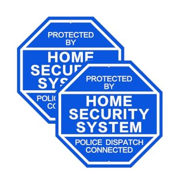 Imagem de JMXINHANG Pacote com 2 placas refletivas de segurança residencial de alumínio de 25 x 25 cm, aviso de quintal à prova de intempéries para uso ao ar livre, cerca, propriedade, sistema de alarme (azul