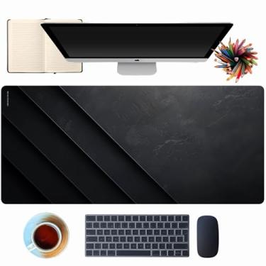 Imagem de Mouse pad de pedra preta com efeito de profundidade 3D, tapete de mouse superior, preto. Tapete de mesa para desktop, tapete de mesa para teclado e mouse, topografia de jogos e escritório almofada de