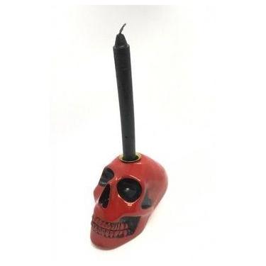 Imagem de Imagem Cranio Porta Velas Vermelho Escultura Resina Estatua 10 Cm - Lu