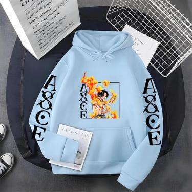 Imagem de Novo One Piece anime Ace moletom com capuz de lã transfronteiriça masc