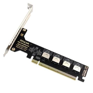 Imagem de CY Adaptador PCI-Express 4.0 PCIE 16x destacável para quatro Oculink SFF-8612 SFF-8611 Adaptador interno VROC Raid0 para placa gráfica externa U.2 SSD eGPU Dock