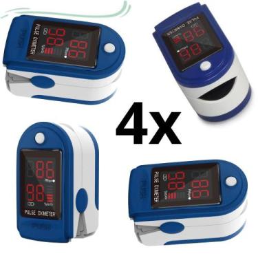 Imagem de 4 Oxímetro Digital Dedo Medidor Saturação Sangue Família - QLEDS