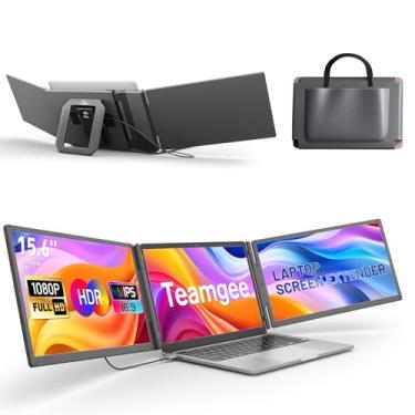 Imagem de Teamgee Extensor de tela de laptop de 15,6 polegadas com carregador portátil, HDMI/USB-A/C, conexão de um cabo, plug-play, FHD 1080p IPS, monitor portátil triplo para laptops (Mac/Windows/Android)