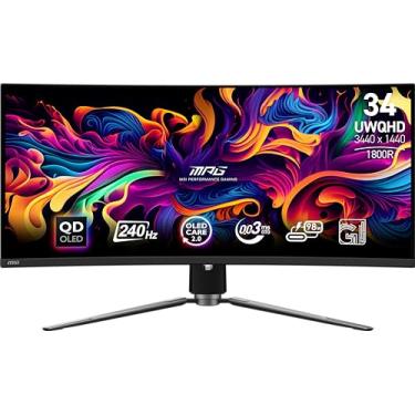 Imagem de MSI MPG 341CQPX QD-OLED monitor de jogos curvo OLED de 34 polegadas, 3440 x 1440 (UWQHD), tempo de resposta de 0,03 ms, 240Hz, preto verdadeiro HDR 400, HDMI, porta DP, USB tipo C, inclinação, altura