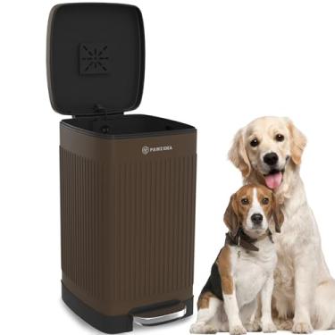 Imagem de PAWZIDEA Cocô de cachorro caixote de lixo externo com controle de odores, lata de lixo grande de 14 litros com tampa, caixa de descarte de cocô à prova d'água, lata de lixo ao ar livre, depósito de