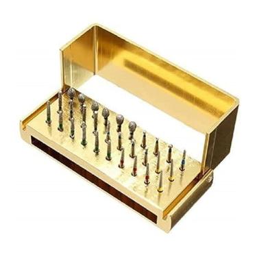 Imagem de Conjunto de brocas de diamante de alta velocidade e baixa velocidade para laboratório dental de alumínio caixa de desinfecção caixa de abertura organizador