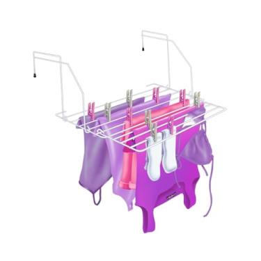 Imagem de Varal De Chão Com Abas Reforçado Aço Para Seca Roupas Dobrável Portátil 11kg Casa Apartamento(Portátil - Branco)