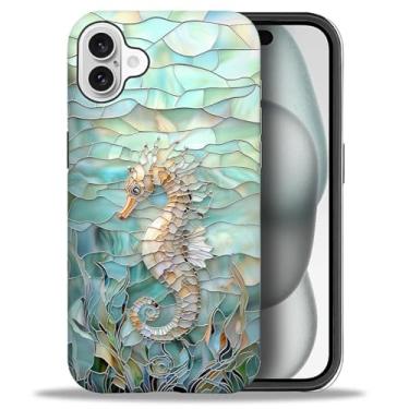 Imagem de Punmada Capa para iPhone 16 Plus, para meninas e mulheres, meninos, capa híbrida rígida à prova de choque de silicone à prova de choque, capa protetora fosca para iPhone 16 Plus, vidro submarino