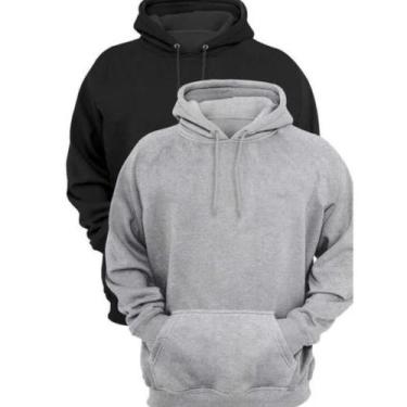 Imagem de Kit 2 Moletons Masculino Bolso Canguru Moleton Casual Capuz moletom Co