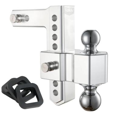 Imagem de Goldy TRAILERHITCH Haste de alumínio ajustável para engate de engate de reboque, 20 cm de queda/elevação, serve para receptor de 5 cm, bolas de reboque combinadas de 5 cm e 6 cm com pinos duplos de