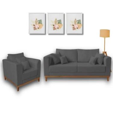 Imagem de Kit Sofá Living Beny 1,40m com Poltrona. - Leonardi, Grafite