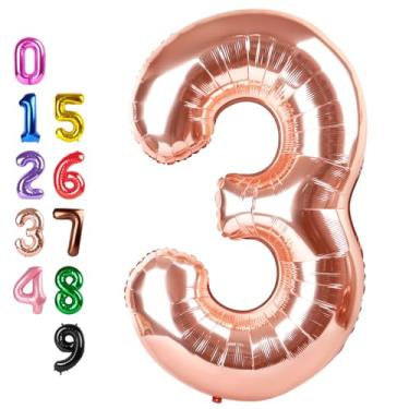 Imagem de 40 Inch Number Balloon, Rose Gold Happy Birthday Balloon for Girls Boys Babies, Helium Number Balloons for 3 13 23 30 Wedding Bridal Shower Anniversary Party