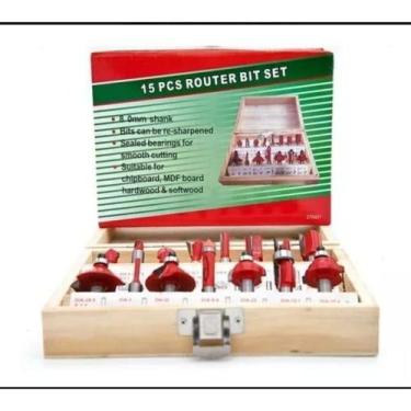 Imagem de Jogo De Fresas Tupia 15 Peças 6Mm Com Maleta - led