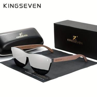 Imagem de Óculos com design madeira quadrada elegante, lentes polarizadas - King