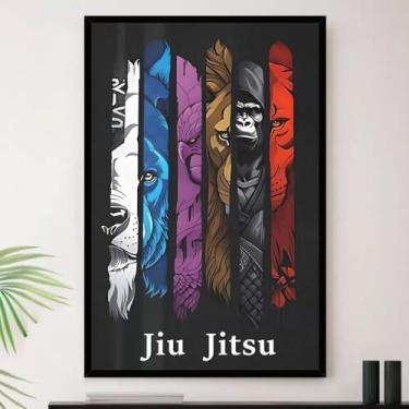 Imagem de Genérico, Quadro Jiu Jitsu Faixa Leão Lutador Decorativo A4 23x33cm