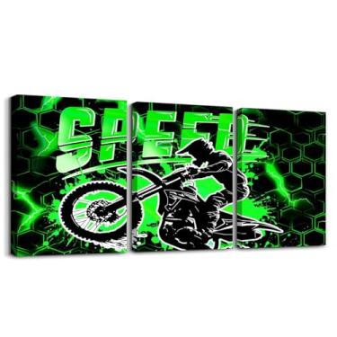 Imagem de Feelyou Arte de parede infantil em tela de bicicleta suja para sala de estar quarto corrida motocross imagem decoração de parede meninos meninas motocicleta pintura de parede esportes radicais