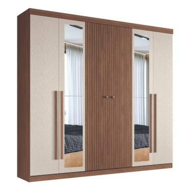 Imagem de Guarda Roupa Casal Com Espelho 6 Portas Sintra Jatobá Areia