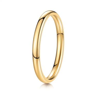 Imagem de YOESDIE Aliança de casamento ouro prata 2 mm, 4 mm, 6 mm, 8 mm, 10 mm, titânio para homens e mulheres | Aliança de casamento simples, altamente polida, ajuste confortável, tamanho 5-15, 12, Titânio