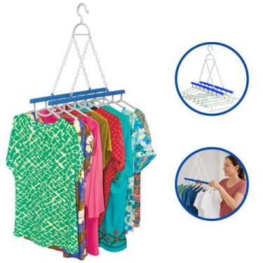 Imagem de Varal Dobrável Brasami 8 Cabides Roupas Leves Sem Pregadores