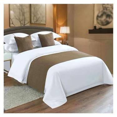 Imagem de HSTANGKY Cachecol de corredor de cama de hotel colcha de retalhos de cor sólida decoração simplicidade moderna proteção de cama macia para cama de solteiro queen king size - marrom|2 fronhas 19,7 x
