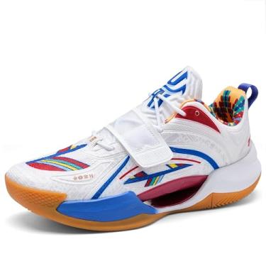 Imagem de Bolognifi Tênis de basquete masculino leve e durável para partidas de treinamento esportivo ao ar livre Equipamento de basquetebol(White-9,37 BR)