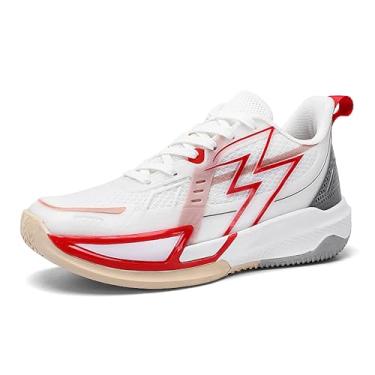 Imagem de Bolognifi Tênis de basquete masculino leve e durável para partidas de treinamento esportivo ao ar livre Equipamento de basquetebol(Red-7,34 BR)