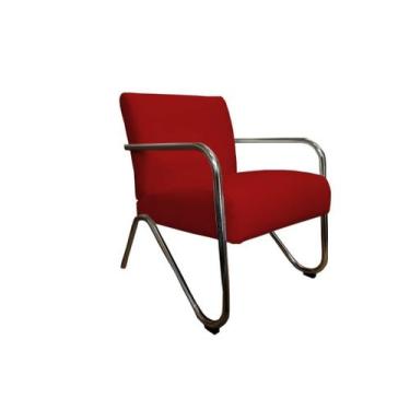Imagem de Poltrona Decorativa Bela Suede Vermelho Braço Cromado Mz Decor - Mazze