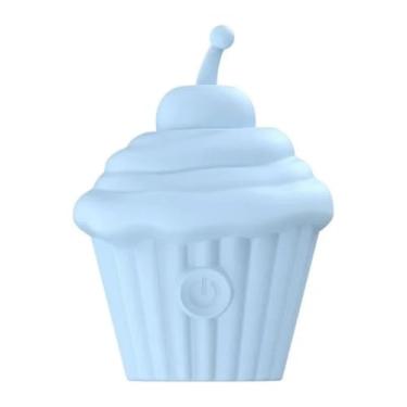 Imagem de Estimulador Formato De Cupcake 10 Modos De Vibração Vibrador para Clitóris e Mamilos Discreto [AZUL]