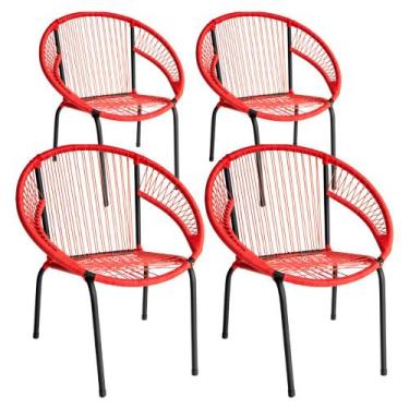 Imagem de Kit 4 Cadeira de Área Eclipse Tramado Fibra Sintética e Aço - Acesse M