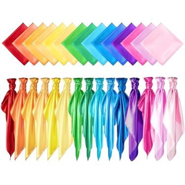 Imagem de Geyoga 15 Pcs Satin Play Scarves 35'' Square Colorful Dance Scarves for Juggling Creative Pretend Magician Tricks Performance Props Accessories, 15 Colors