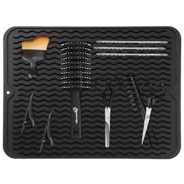 Imagem de Ouliget Tapete de barbeiro para aparadores, tapete de borracha flexível antiderrapante flexível, tapete de proteção de bancada para serviço de bar, tapete de pia de salão de beleza, almofada de