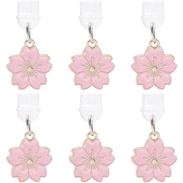 Imagem de CREATCABIN 6 peças pequena flor de cerejeira pingente de telefone celular tipo C porta de carregamento antipoeira plugue USB pingente de telefone celular para Samsung/OnePlus/Xiaomi/Oppo telefone