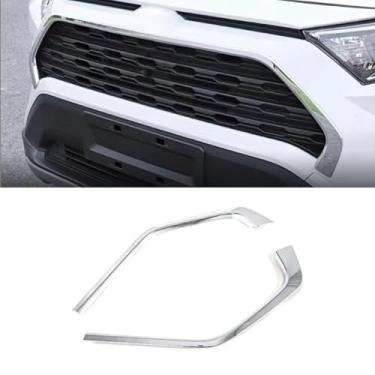 Imagem de Acabamento de grade de para-choque de carro compatível com RAV4 2020+ Racing Grills Kit de carroceria de tiras decorativas acessórios de carro (prata)
