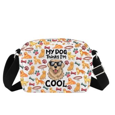 Imagem de Golden Retriever Bolsa tiracolo Golden Retriever Presentes para amantes de cães My Dog Thinks I'm Cool bolsa transversal com alça ajustável