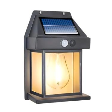Imagem de Luminária Solar de Parede Externa, Sensor de Movimento, LED com 3 Modos de Iluminação, Design Clássico, Preta