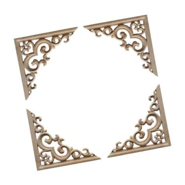 Imagem de oshhni 4 peças de apliques de madeira decorativos, apliques de canto esculpidos, decalque de madeira esculpido faça você mesmo para lareira, armários, cômoda, 12x12cm