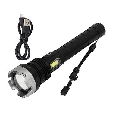 Imagem de Lanterna ao ar livre tocha super brilhante USB Zoomes recarregável liga de alumínio retrátil lanterna à prova d'água para viagem de camping para camping