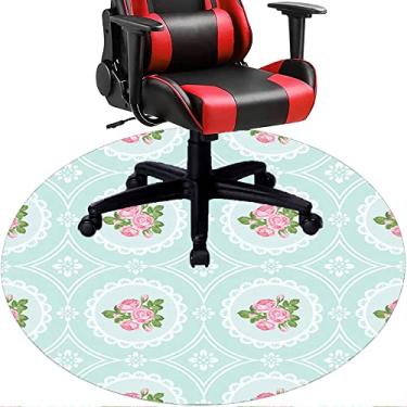 Imagem de Tapete de cadeira de escritório com flores, textura de flor, tapete de cadeira de mesa para piso de madeira de escritório em casa, protetor de piso de pilha baixa, redondo 119 cm