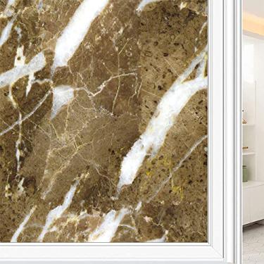 Imagem de Película de janela de privacidade de mármore, textura de estilo mármore, filme de vidro para sala de estar e escritório em casa, L90 x C 190 cm