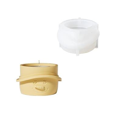 Imagem de BOOWAN NICOLE Boneco de neve Tealight molde de castiçal de concreto molde de silicone para presente de Natal (SH0960)