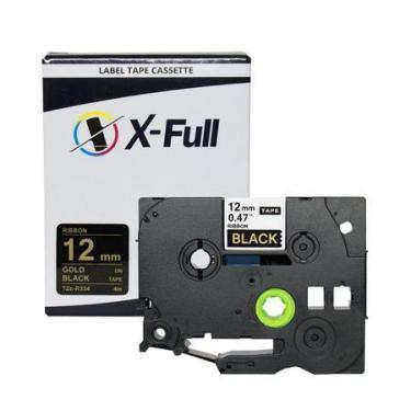 Imagem de Fita Cetim Compatível Brother Tze R334 Letra Preta Etiqueta Dourada 12